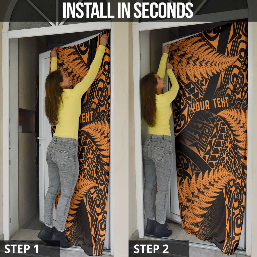 New Zealand Rugby Pacific Personalised Door Cover All Gold Maori Pasifika Fern Pattern - Polynesian Pride