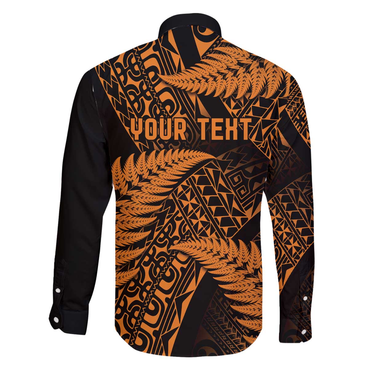 New Zealand Rugby Pacific Personalised Family Matching Off The Shoulder Long Sleeve Dress and Hawaiian Shirt All Gold Maori Pasifika Fern Pattern LT9 - Polynesian Pride