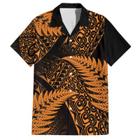 New Zealand Rugby Pacific Personalised Family Matching Off Shoulder Short Dress and Hawaiian Shirt All Gold Maori Pasifika Fern Pattern LT9 Dad's Shirt - Short Sleeve Gold - Polynesian Pride
