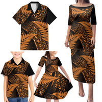 New Zealand Rugby Pacific Personalised Family Matching Puletasi and Hawaiian Shirt All Gold Maori Pasifika Fern Pattern LT9 - Polynesian Pride