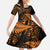 New Zealand Rugby Pacific Personalised Family Matching Short Sleeve Bodycon Dress and Hawaiian Shirt All Gold Maori Pasifika Fern Pattern