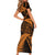 New Zealand Rugby Pacific Personalised Family Matching Short Sleeve Bodycon Dress and Hawaiian Shirt All Gold Maori Pasifika Fern Pattern