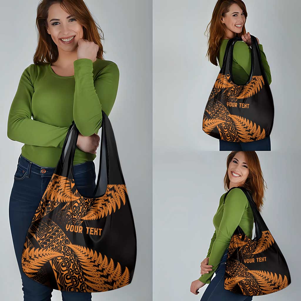 New Zealand Rugby Pacific Personalised Grocery Bag All Gold Maori Pasifika Fern Pattern