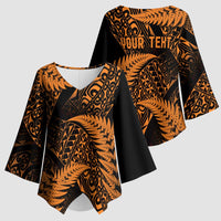 New Zealand Rugby Pacific Personalised Kimono Sleeve Blouse All Gold Maori Pasifika Fern Pattern - Polynesian Pride
