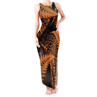 New Zealand Rugby Pacific Personalised Tank Maxi Dress All Gold Maori Pasifika Fern Pattern