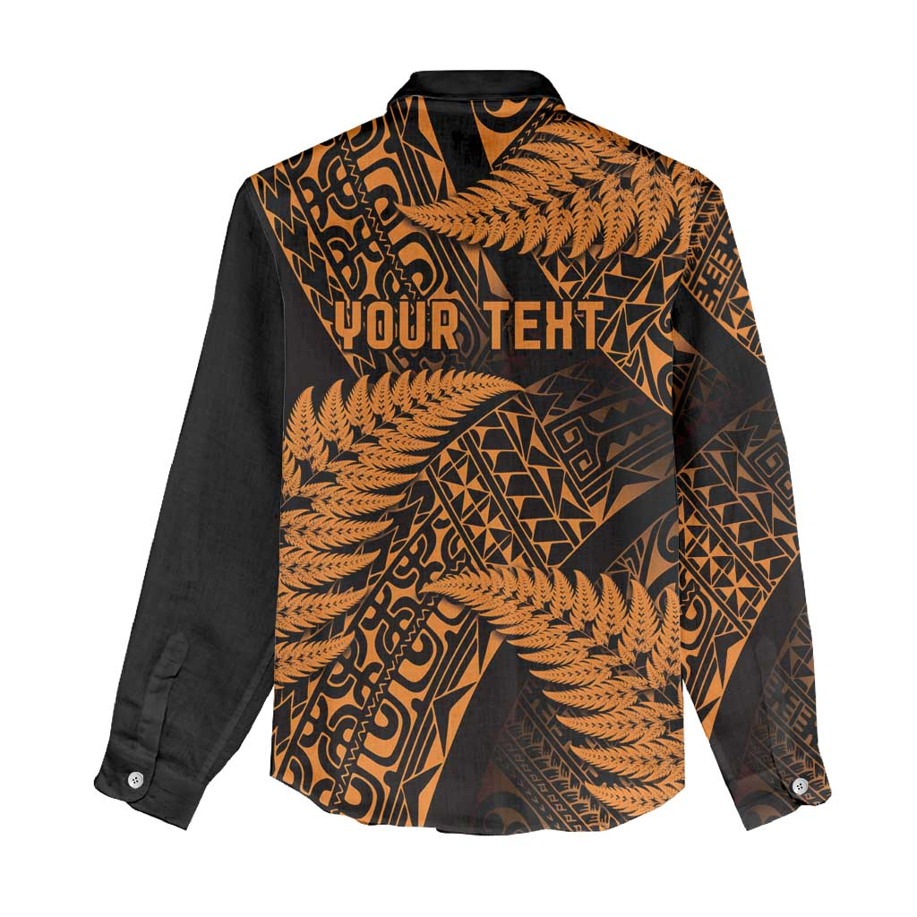 New Zealand Rugby Pacific Personalised Women Casual Shirt All Gold Maori Pasifika Fern Pattern LT9 - Polynesian Pride