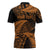 New Zealand Rugby Pacific Personalised Zipper Polo Shirt All Gold Maori Pasifika Fern Pattern - Polynesian Pride