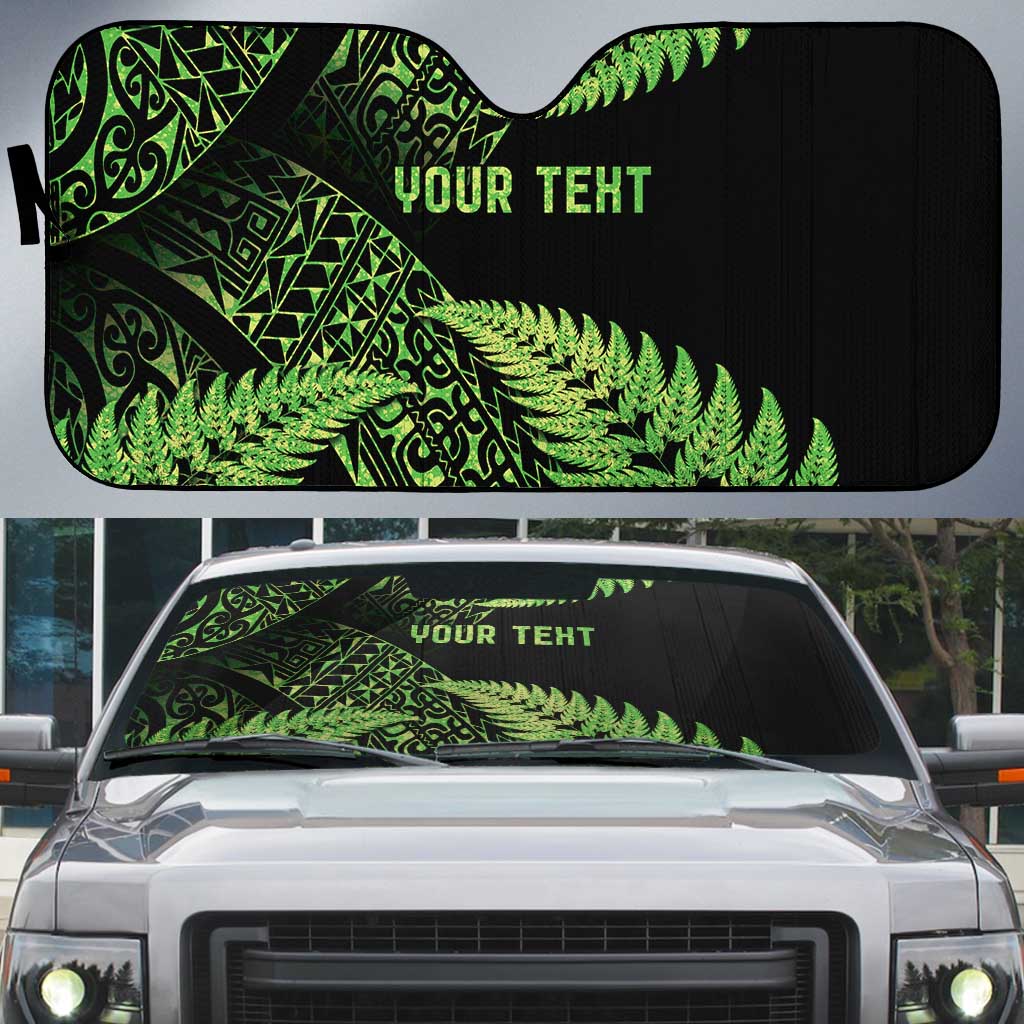 New Zealand Rugby Pacific Personalised Auto Sun Shade All Lime Maori Pasifika Fern Pattern LT9 Lime - Polynesian Pride