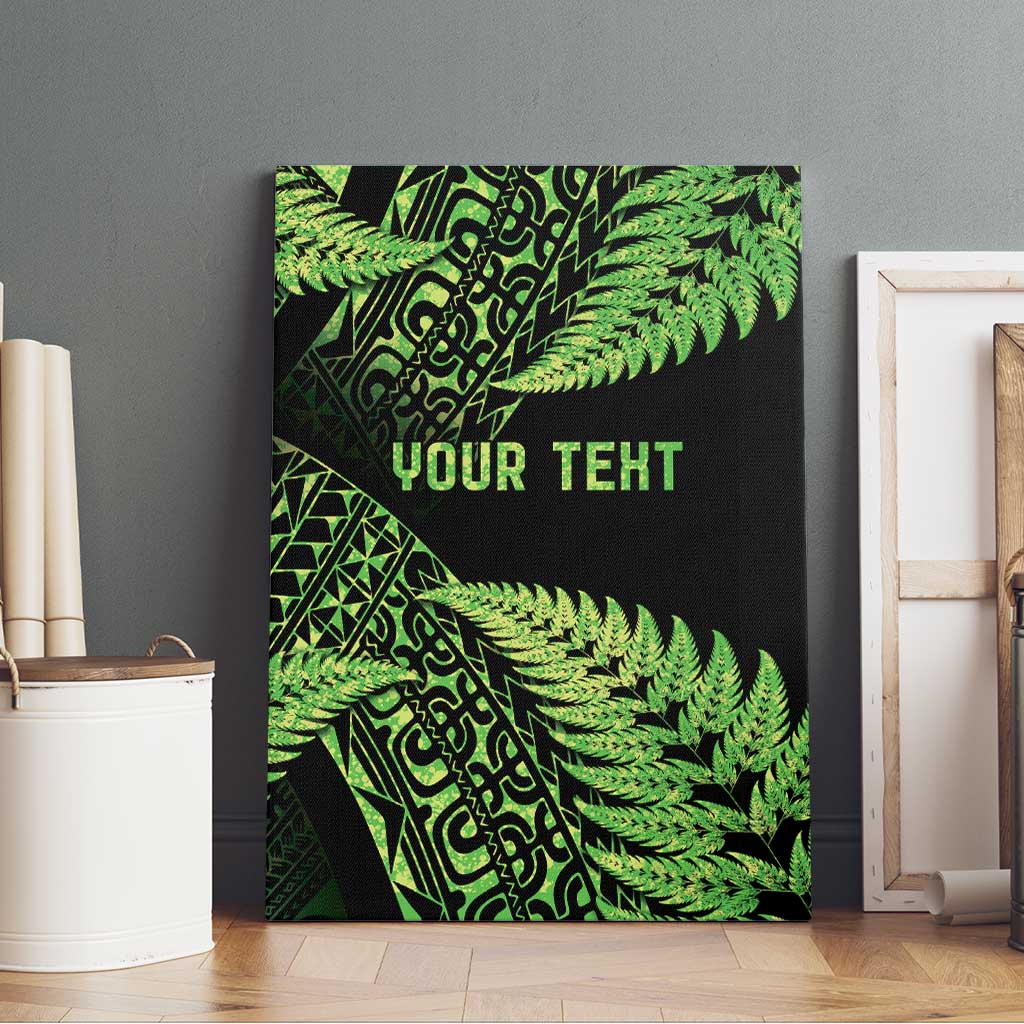 New Zealand Rugby Pacific Personalised Canvas Wall Art All Lime Maori Pasifika Fern Pattern LT9 - Polynesian Pride