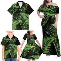 New Zealand Rugby Pacific Personalised Family Matching Off Shoulder Maxi Dress and Hawaiian Shirt All Lime Maori Pasifika Fern Pattern LT9 - Polynesian Pride
