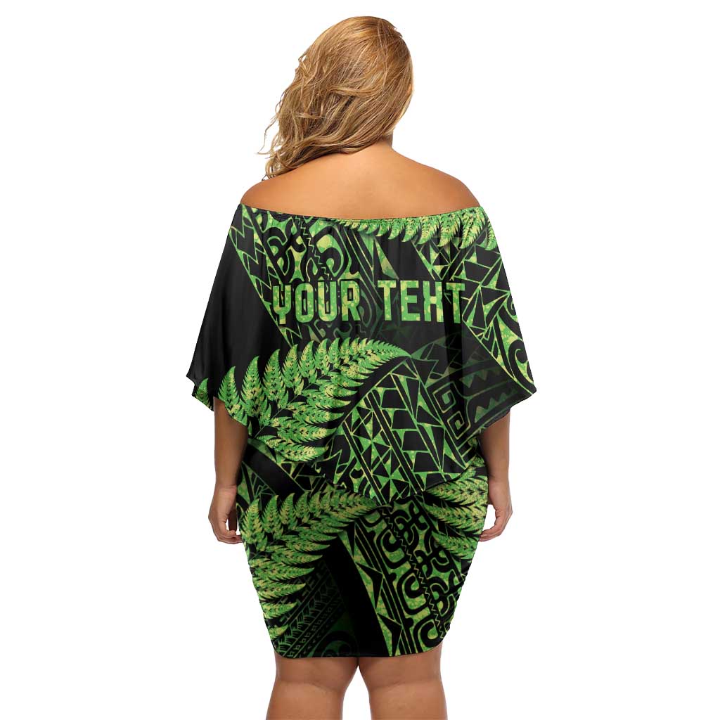 New Zealand Rugby Pacific Personalised Family Matching Off Shoulder Short Dress and Hawaiian Shirt All Lime Maori Pasifika Fern Pattern LT9 - Polynesian Pride