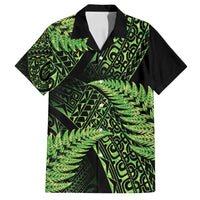 New Zealand Rugby Pacific Personalised Family Matching Puletasi and Hawaiian Shirt All Lime Maori Pasifika Fern Pattern LT9 Dad's Shirt - Short Sleeve Lime - Polynesian Pride