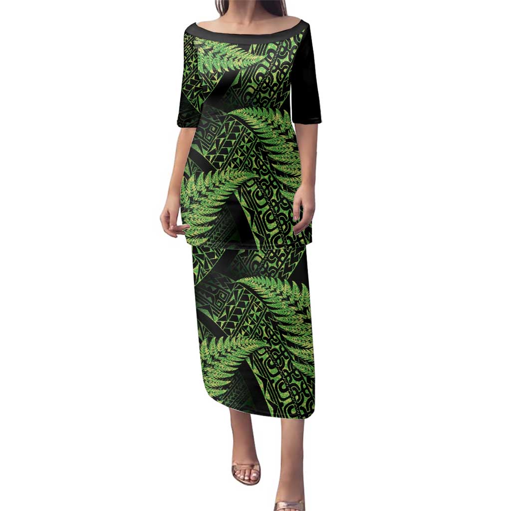 New Zealand Rugby Pacific Personalised Family Matching Puletasi and Hawaiian Shirt All Lime Maori Pasifika Fern Pattern LT9 Mom's Dress Lime - Polynesian Pride