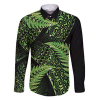 New Zealand Rugby Pacific Personalised Family Matching Short Sleeve Bodycon Dress and Hawaiian Shirt All Lime Maori Pasifika Fern Pattern LT9 Dad's Shirt - Long Sleeve Lime - Polynesian Pride