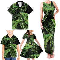 New Zealand Rugby Pacific Personalised Family Matching Tank Maxi Dress and Hawaiian Shirt All Lime Maori Pasifika Fern Pattern LT9 - Polynesian Pride