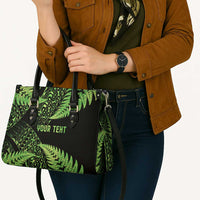 New Zealand Rugby Pacific Personalised Leather Bag All Lime Maori Pasifika Fern Pattern - Polynesian Pride