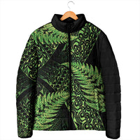 New Zealand Rugby Pacific Personalised Padded Jacket All Lime Maori Pasifika Fern Pattern - Polynesian Pride