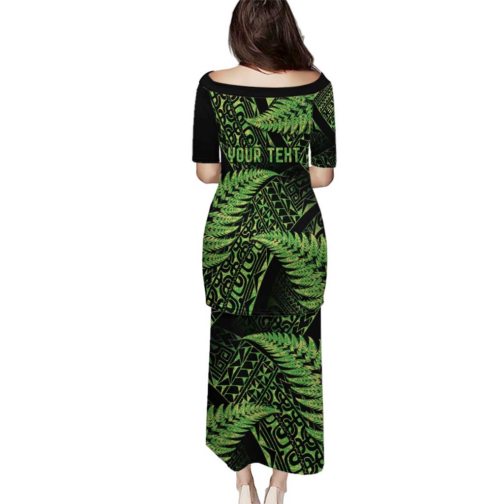 New Zealand Rugby Pacific Personalised Puletasi All Lime Maori Pasifika Fern Pattern LT9 - Polynesian Pride