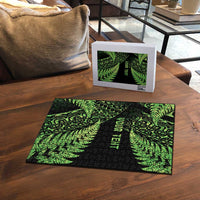 New Zealand Rugby Pacific Personalised Puzzle All Lime Maori Pasifika Fern Pattern - Polynesian Pride