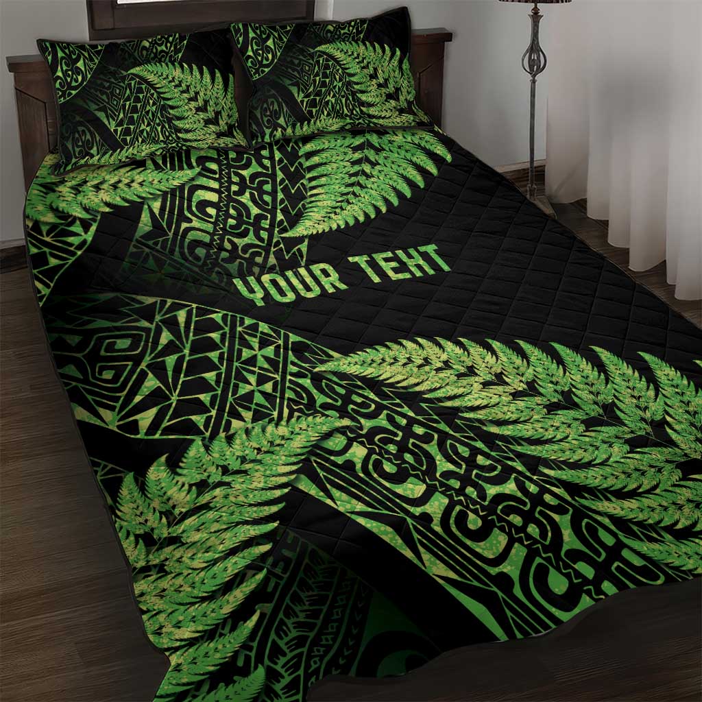 New Zealand Rugby Pacific Personalised Quilt Bed Set All Lime Maori Pasifika Fern Pattern LT9 Lime - Polynesian Pride