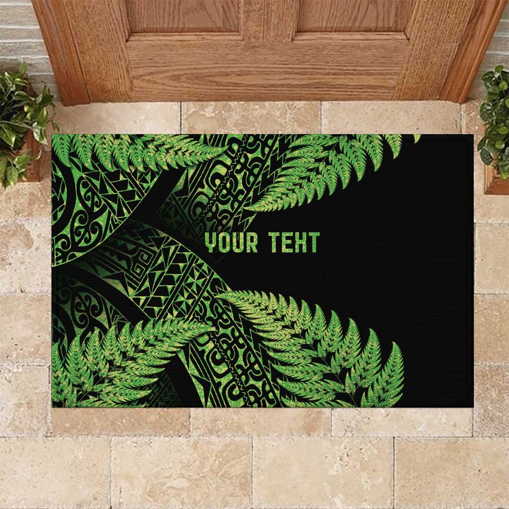 New Zealand Rugby Pacific Personalised Rubber Doormat All Lime Maori Pasifika Fern Pattern LT9 Lime - Polynesian Pride