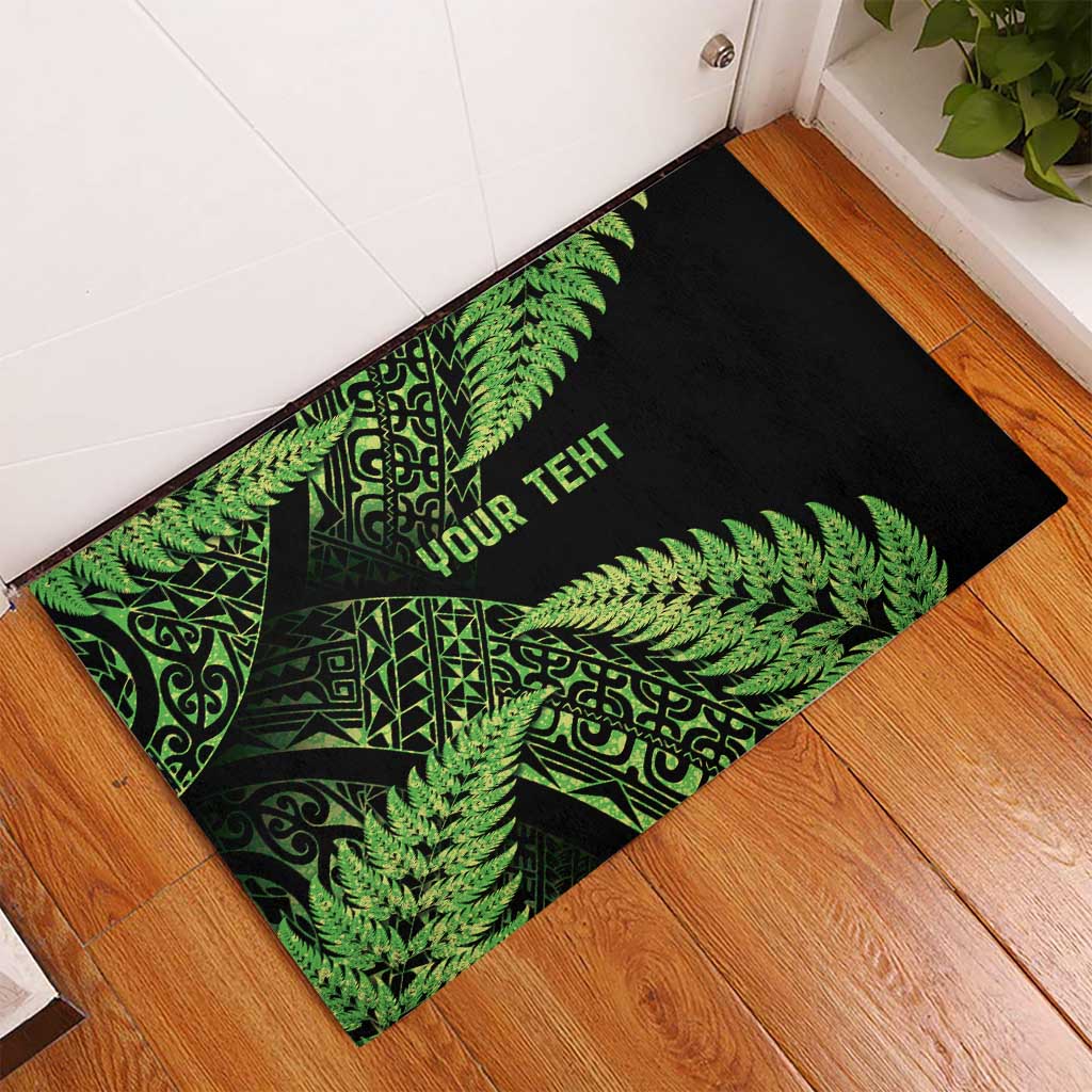 New Zealand Rugby Pacific Personalised Rubber Doormat All Lime Maori Pasifika Fern Pattern LT9 - Polynesian Pride