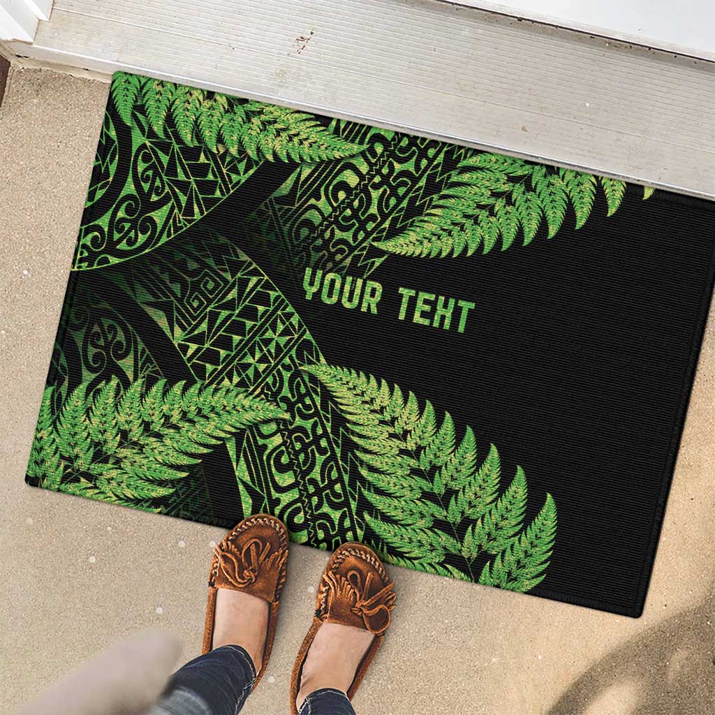 New Zealand Rugby Pacific Personalised Rubber Doormat All Lime Maori Pasifika Fern Pattern LT9 - Polynesian Pride