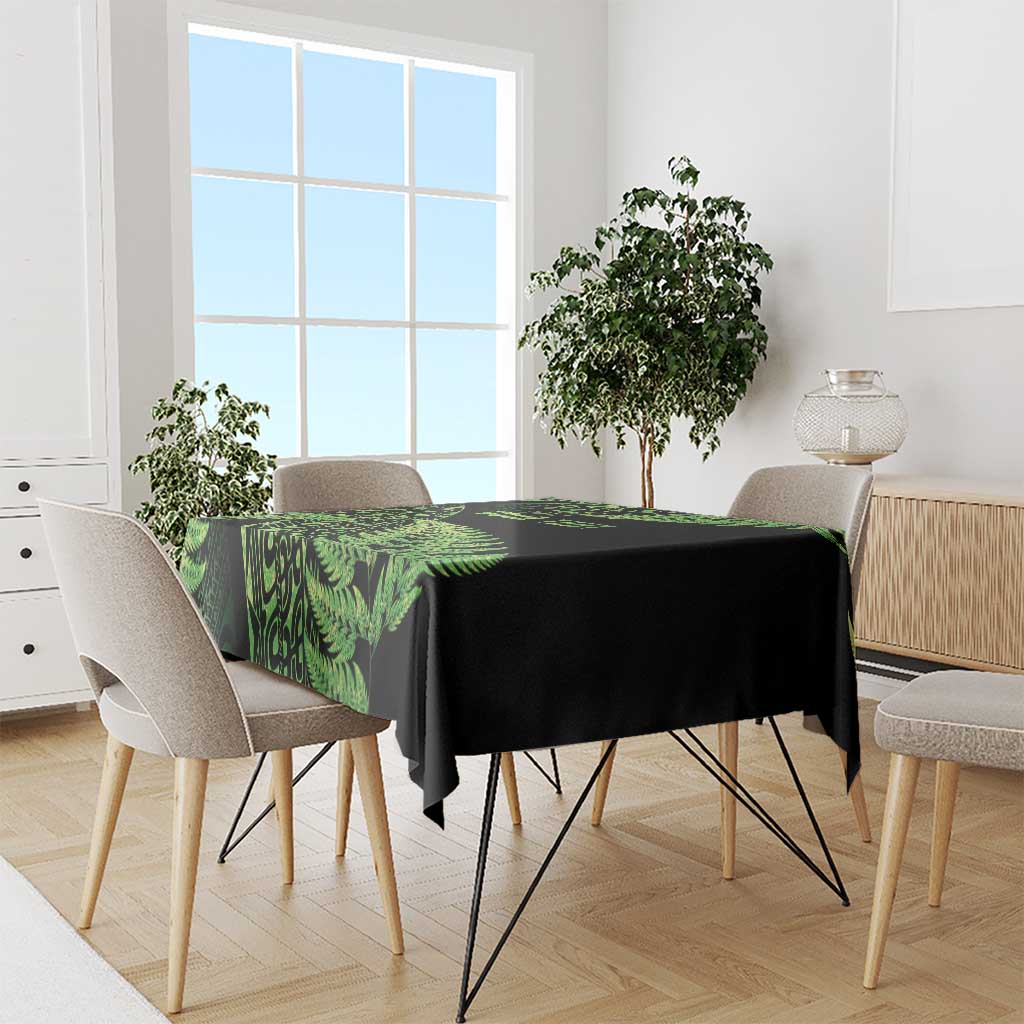 New Zealand Rugby Pacific Personalised Tablecloth All Lime Maori Pasifika Fern Pattern