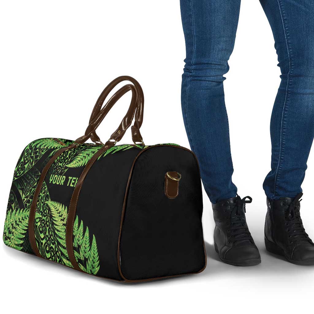 New Zealand Rugby Pacific Personalised Travel Bag All Lime Maori Pasifika Fern Pattern - Polynesian Pride