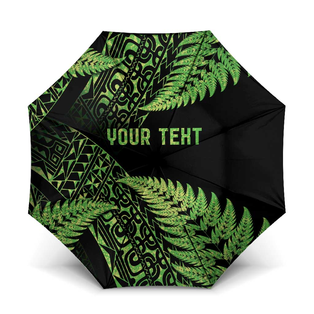New Zealand Rugby Pacific Personalised Umbrella All Lime Maori Pasifika Fern Pattern LT9 One Size Folded 11.42 inch Opened Diameter 37.4 inch Lime - Polynesian Pride