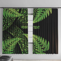New Zealand Rugby Pacific Personalised Window Curtain All Lime Maori Pasifika Fern Pattern LT9 With Hooks Lime - Polynesian Pride