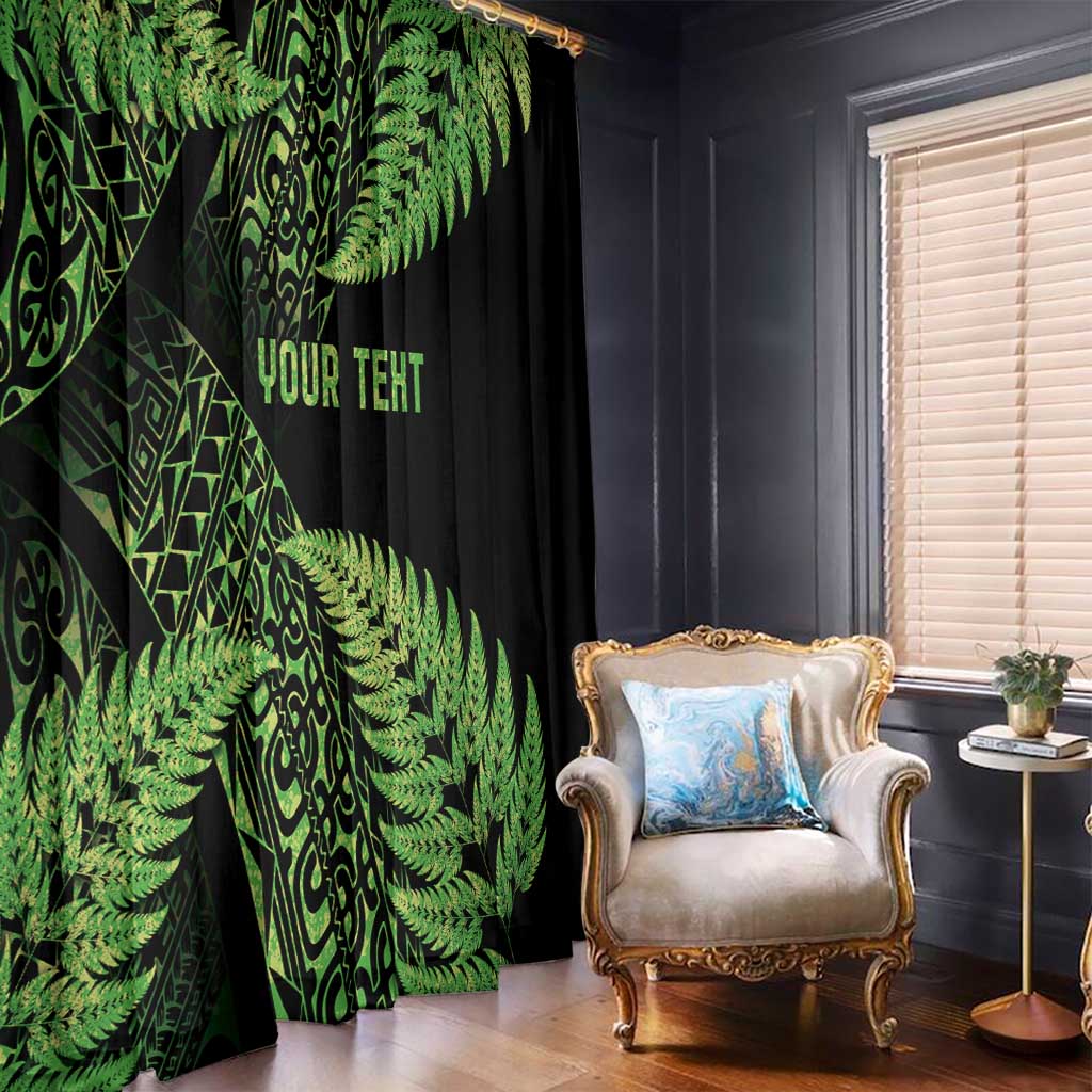 New Zealand Rugby Pacific Personalised Window Curtain All Lime Maori Pasifika Fern Pattern LT9 - Polynesian Pride
