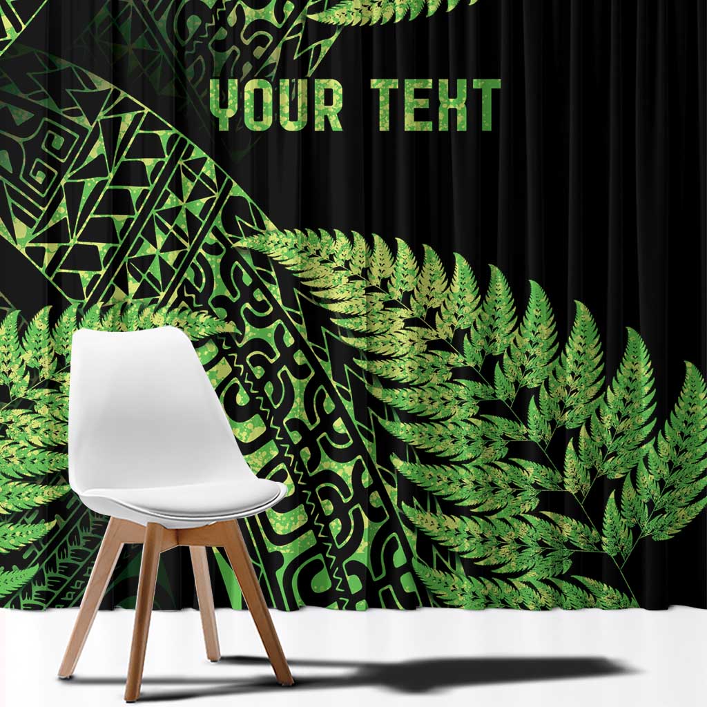 New Zealand Rugby Pacific Personalised Window Curtain All Lime Maori Pasifika Fern Pattern LT9 - Polynesian Pride