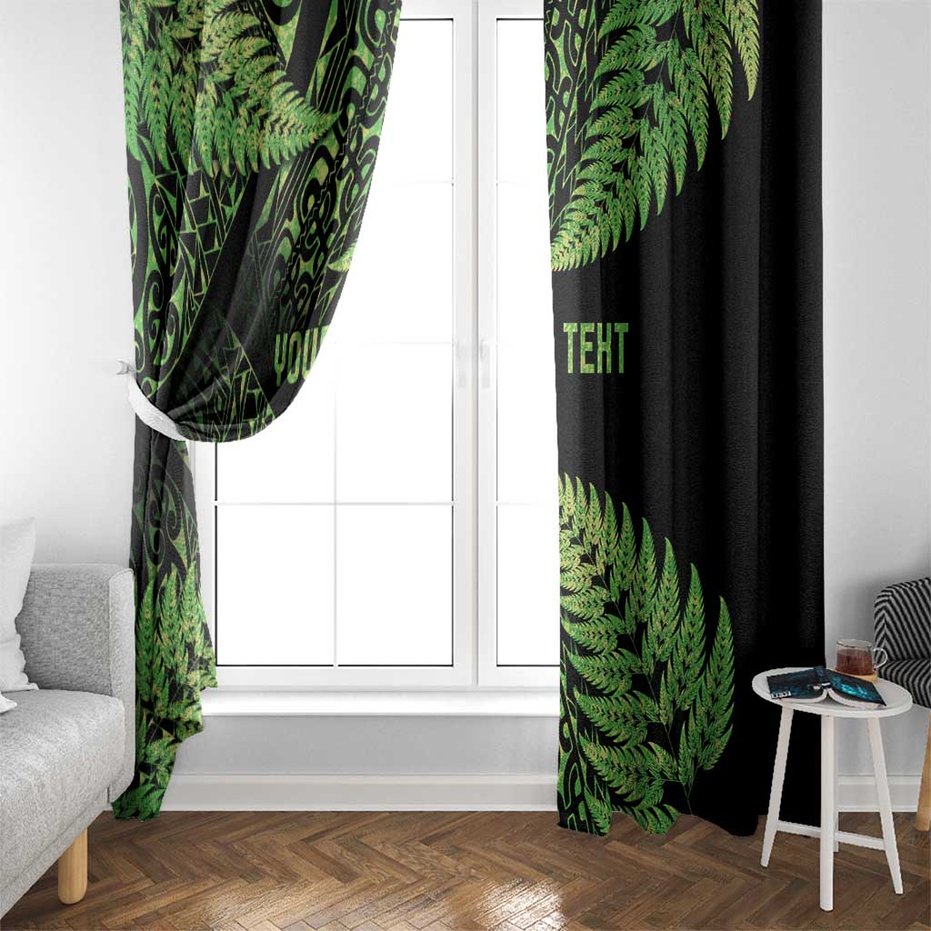 New Zealand Rugby Pacific Personalised Window Curtain All Lime Maori Pasifika Fern Pattern LT9 - Polynesian Pride