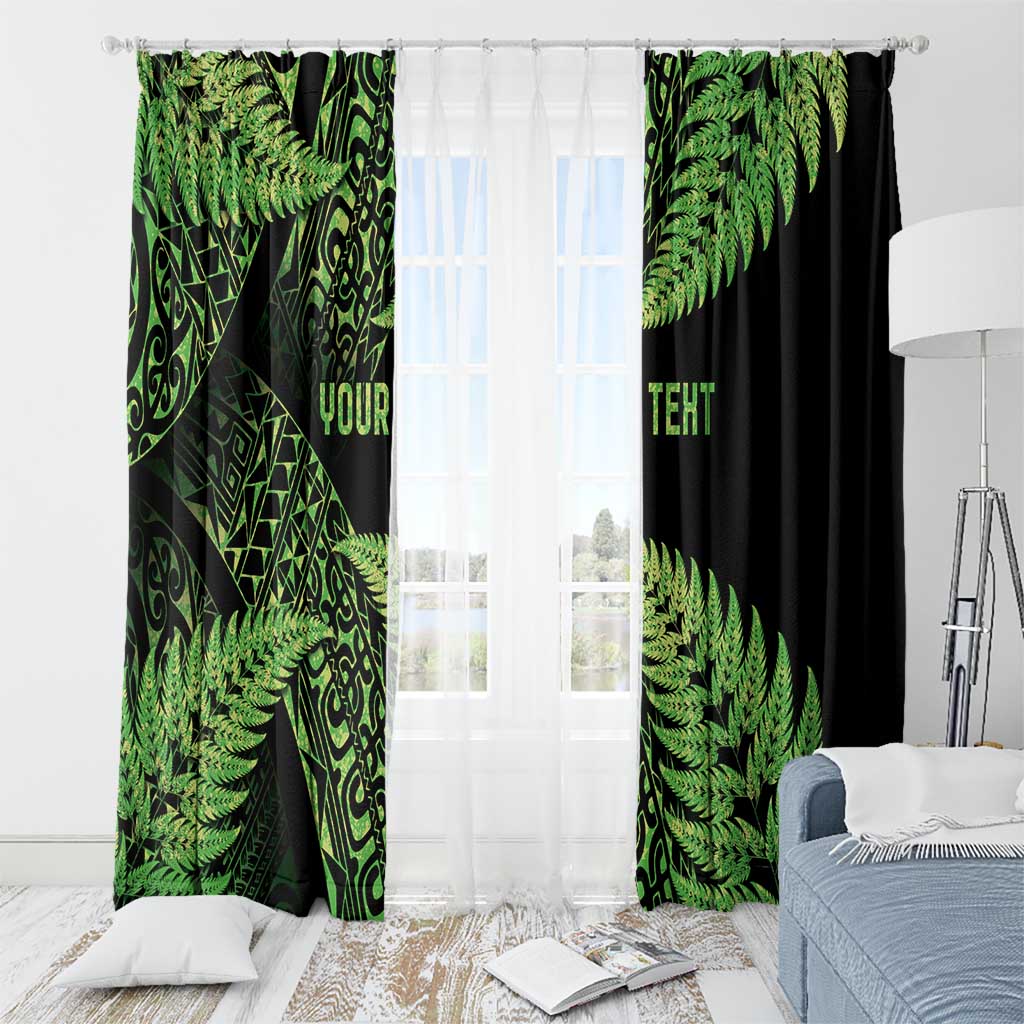 New Zealand Rugby Pacific Personalised Window Curtain All Lime Maori Pasifika Fern Pattern LT9 - Polynesian Pride