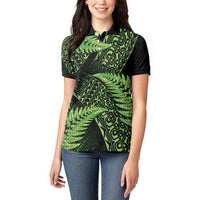 New Zealand Rugby Pacific Personalised Women Polo Shirt All Lime Maori Pasifika Fern Pattern
