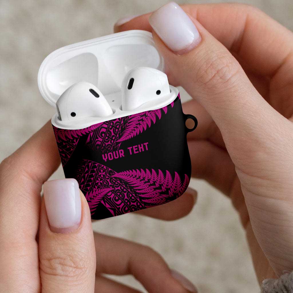 New Zealand Rugby Pacific Personalised AirPods Case All Pink Maori Pasifika Fern Pattern - Polynesian Pride