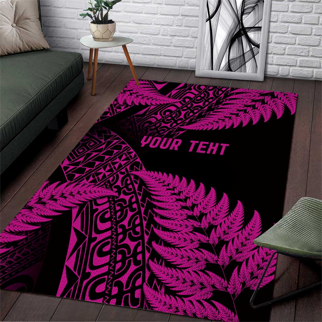New Zealand Rugby Pacific Personalised Area Rug All Pink Maori Pasifika Fern Pattern LT9 Pink - Polynesian Pride