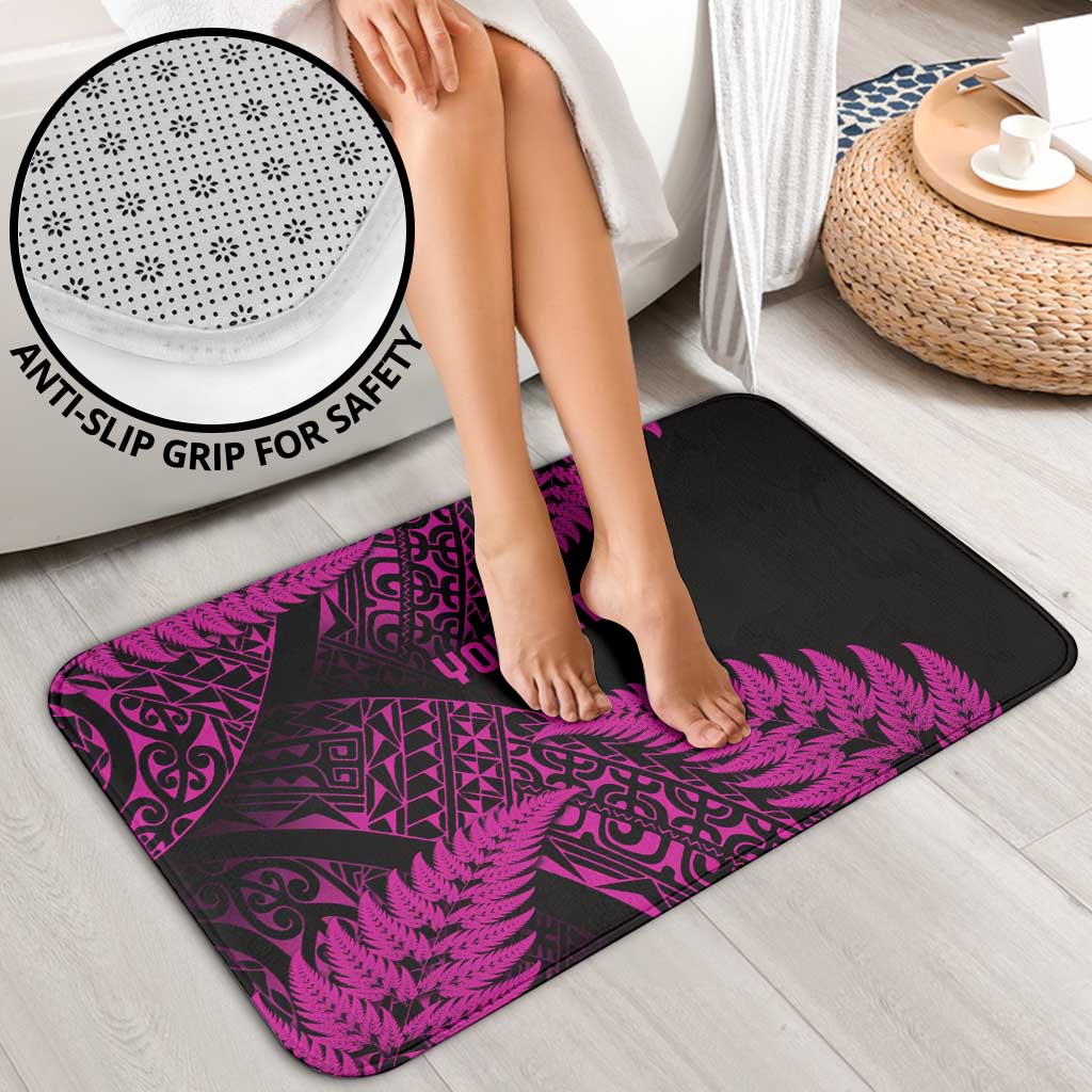 New Zealand Rugby Pacific Personalised Bathroom Set All Pink Maori Pasifika Fern Pattern - Polynesian Pride