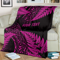 New Zealand Rugby Pacific Personalised Blanket All Pink Maori Pasifika Fern Pattern