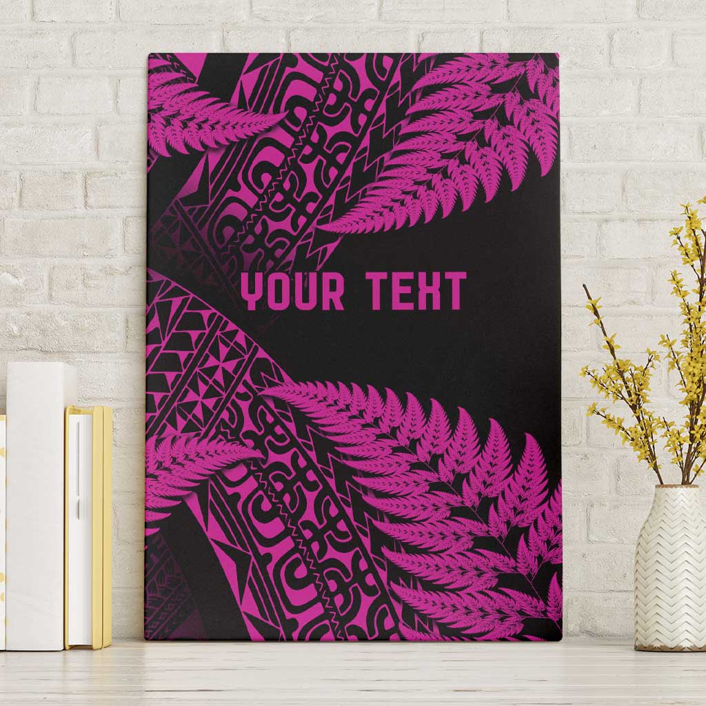 New Zealand Rugby Pacific Personalised Canvas Wall Art All Pink Maori Pasifika Fern Pattern LT9 Without Frame Pink - Polynesian Pride