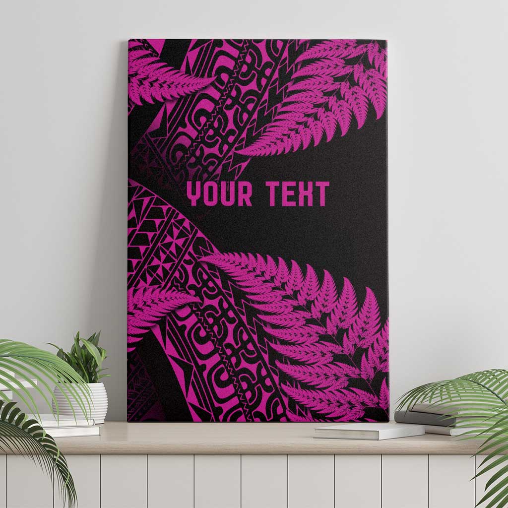 New Zealand Rugby Pacific Personalised Canvas Wall Art All Pink Maori Pasifika Fern Pattern LT9 - Polynesian Pride