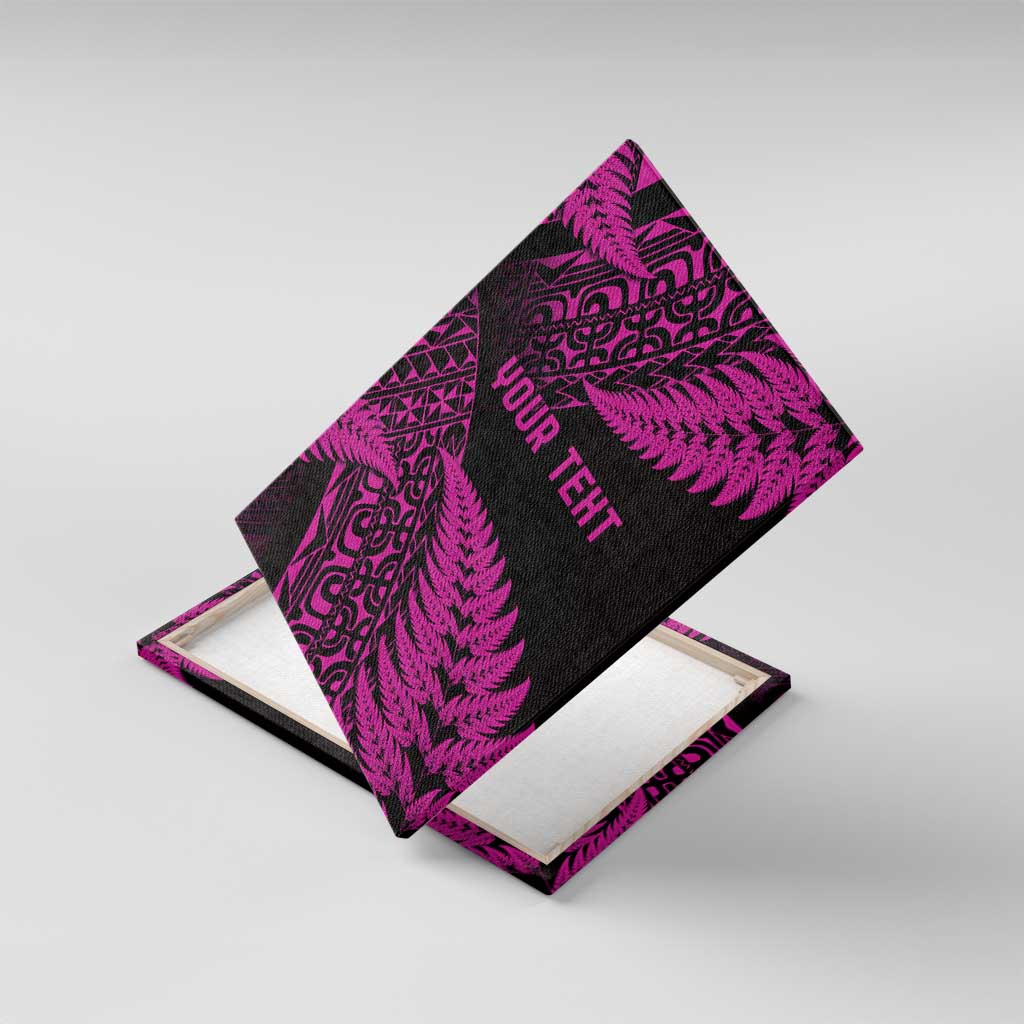 New Zealand Rugby Pacific Personalised Canvas Wall Art All Pink Maori Pasifika Fern Pattern LT9 With Frame Pink - Polynesian Pride