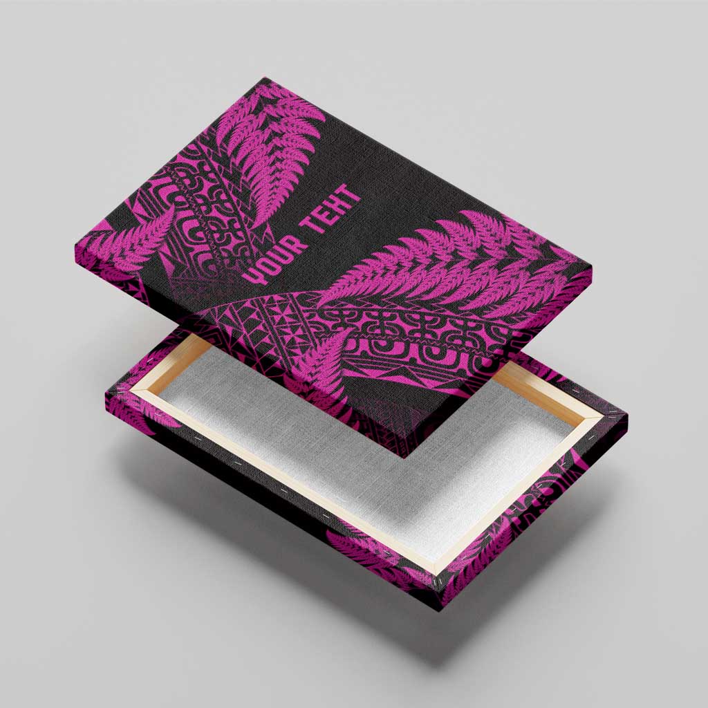 New Zealand Rugby Pacific Personalised Canvas Wall Art All Pink Maori Pasifika Fern Pattern LT9 - Polynesian Pride