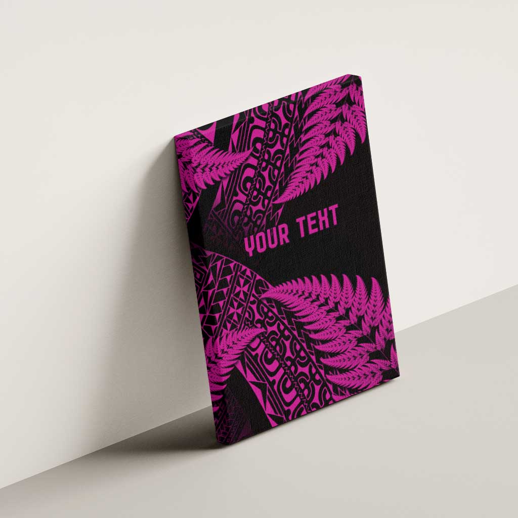 New Zealand Rugby Pacific Personalised Canvas Wall Art All Pink Maori Pasifika Fern Pattern LT9 - Polynesian Pride