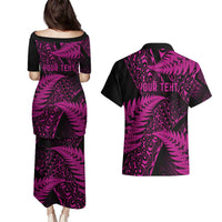 New Zealand Rugby Pacific Personalised Couples Matching Puletasi and Hawaiian Shirt All Pink Maori Pasifika Fern Pattern LT9 - Polynesian Pride