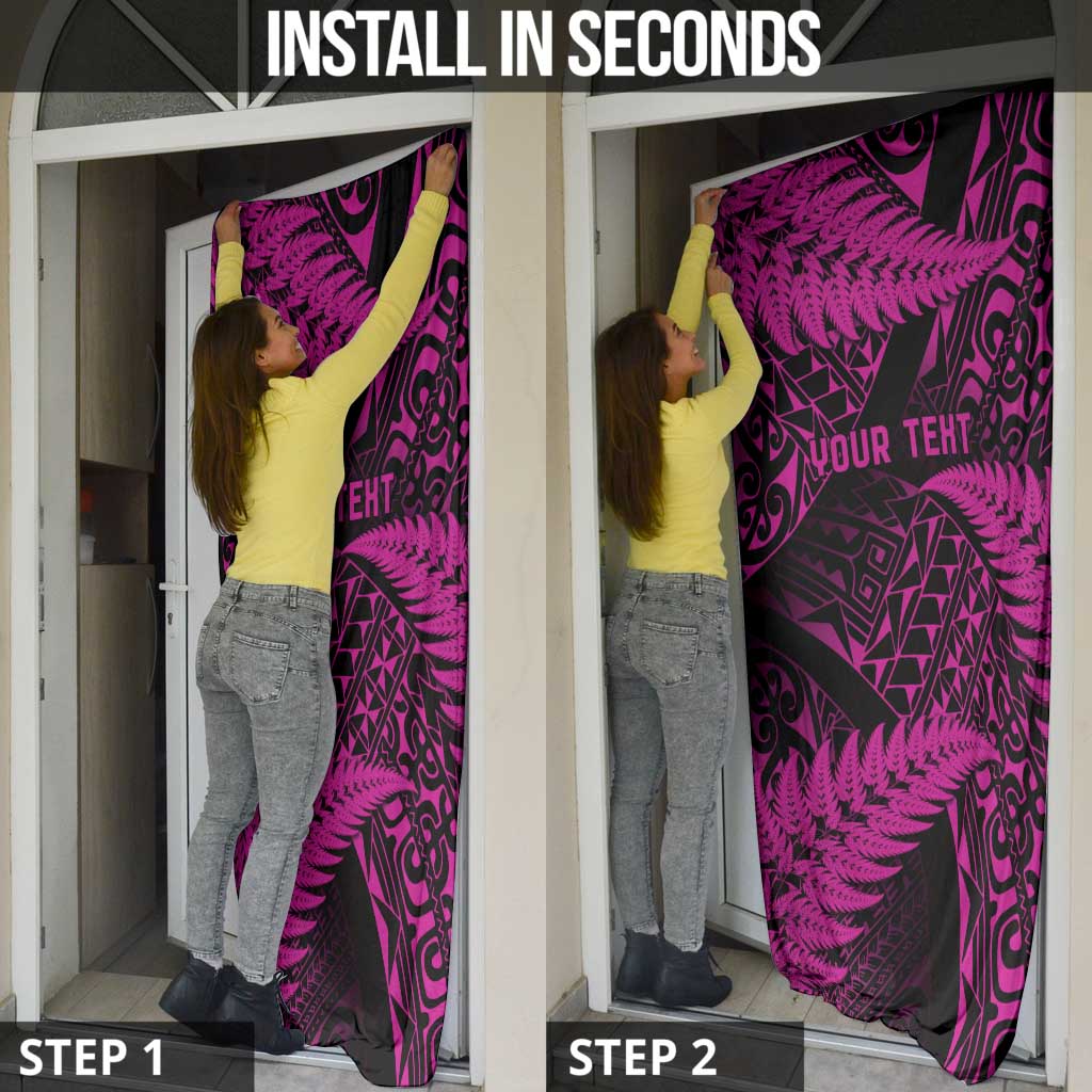 New Zealand Rugby Pacific Personalised Door Cover All Pink Maori Pasifika Fern Pattern - Polynesian Pride