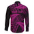 New Zealand Rugby Pacific Personalised Family Matching Long Sleeve Bodycon Dress and Hawaiian Shirt All Pink Maori Pasifika Fern Pattern