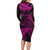 New Zealand Rugby Pacific Personalised Family Matching Long Sleeve Bodycon Dress and Hawaiian Shirt All Pink Maori Pasifika Fern Pattern