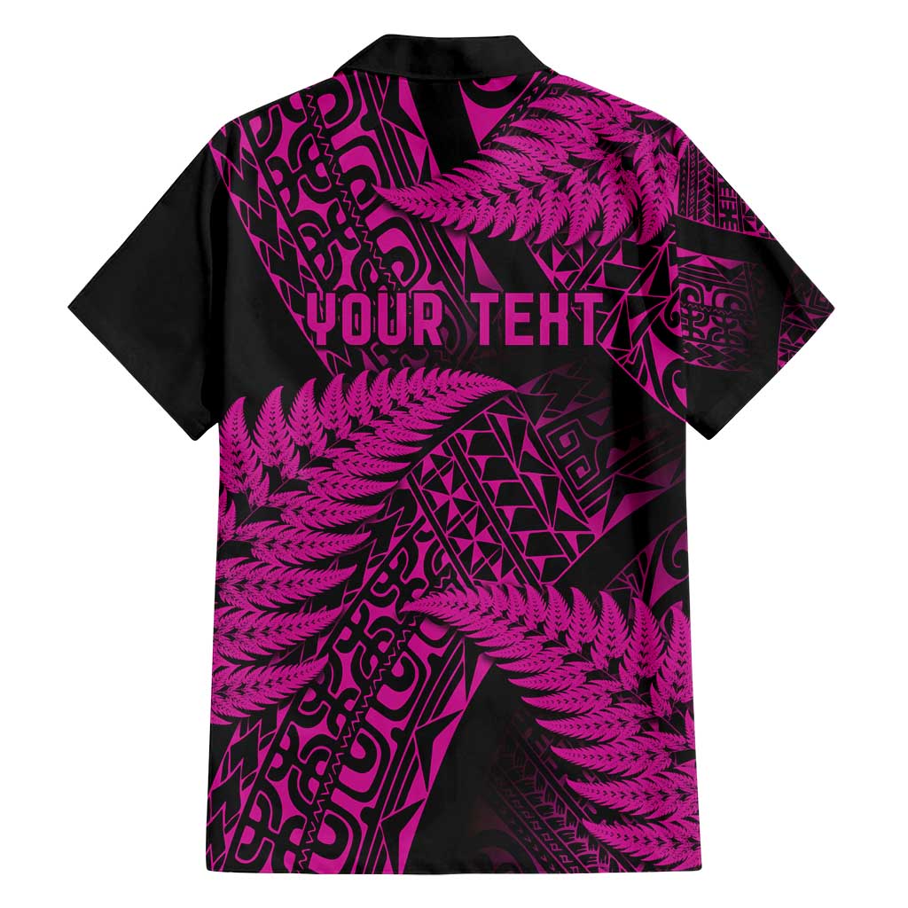 New Zealand Rugby Pacific Personalised Family Matching Off Shoulder Maxi Dress and Hawaiian Shirt All Pink Maori Pasifika Fern Pattern LT9 - Polynesian Pride